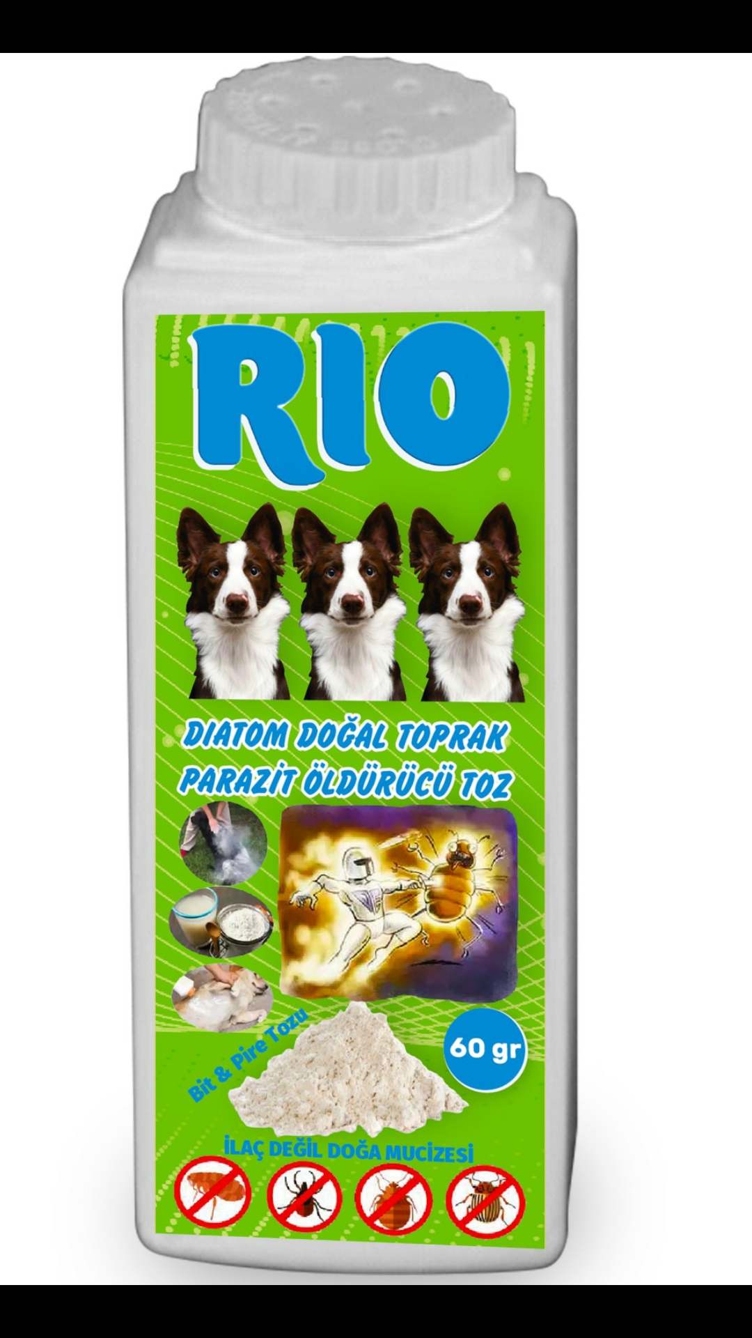 Rio Diatom Bit Pire Kopek Tozu 60 Gr Pet Amigos