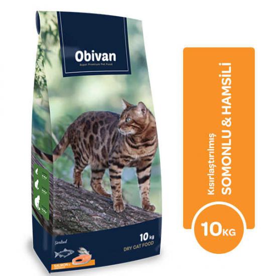 Obivan Somonlu ve Hamsili Kısırlaştırılmış Kedi Maması 10 KG